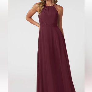 Azazie Cabernet Halter Wedding Dress